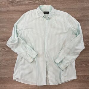 Angelico Litrico Cotton Slim Fit White Blue Striped shirt XXL or 45-46